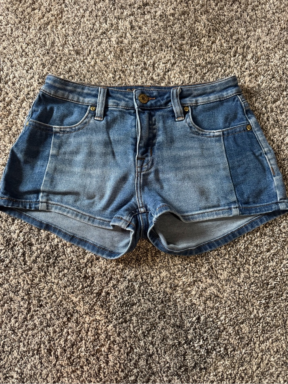 Washed Blue Patch-Detail Women's Denim Shorts